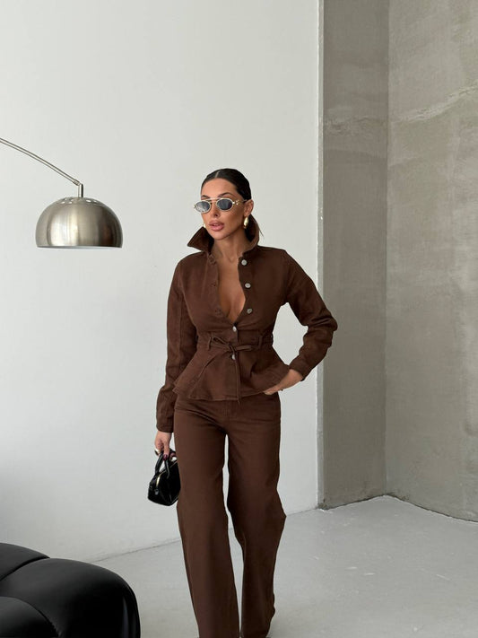 Brown Denim Suit