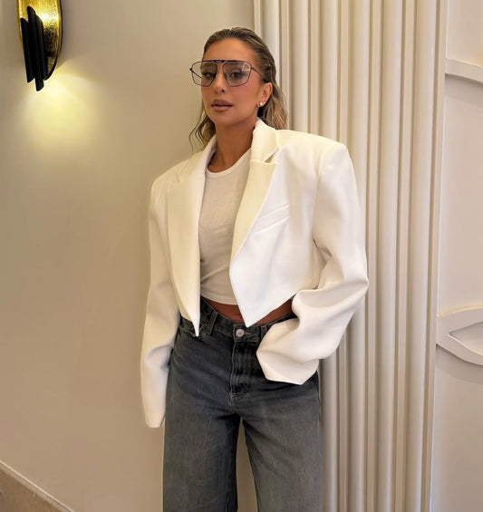 Stylish Cropped With Massive Shoulders Jacket ARVERNA