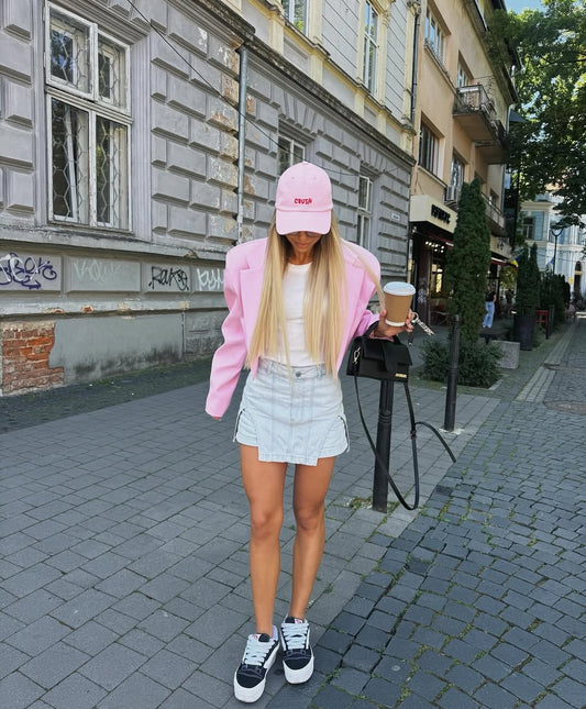 Stylish Cropped With Massive Shoulders Jacket ARVERNA