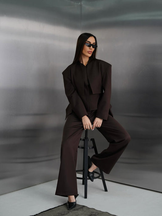 Elegant Brown Three Piece Suit