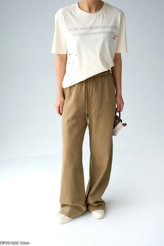 Linen Elastic Waist Trousers