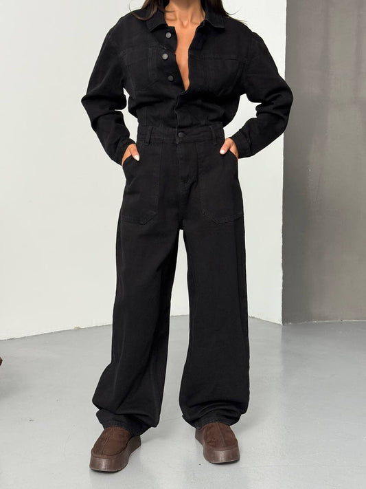 Pocket Detailed Black Denim Premium  Set