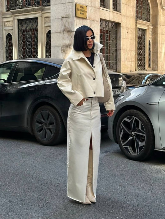 Oversized  With Pointed Collar Jacket