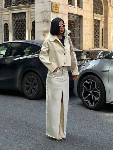 Oversized  With Pointed Collar Jacket