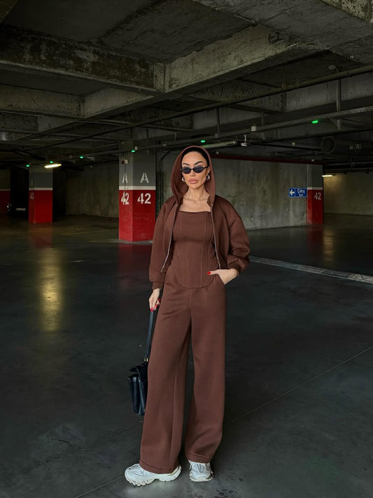 WOMEN'S ZIP-UP HOODED TOP AND PANTS SET