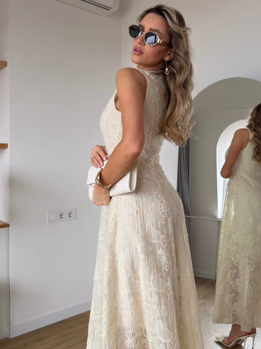 Ivory Jacquard Dress