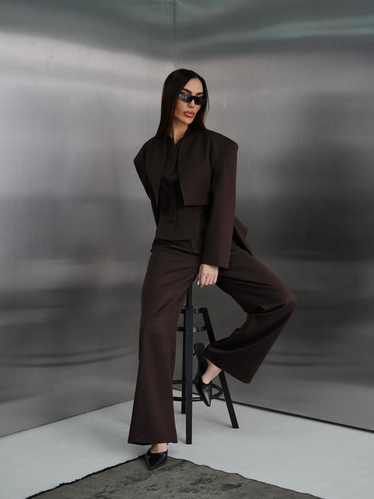 Elegant Brown Three Piece Suit