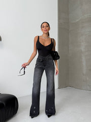 Black Palazzo Loose Leg Jeans