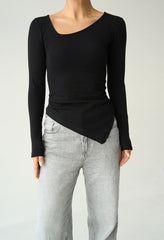 Long sleeve asymmetrical length sweater