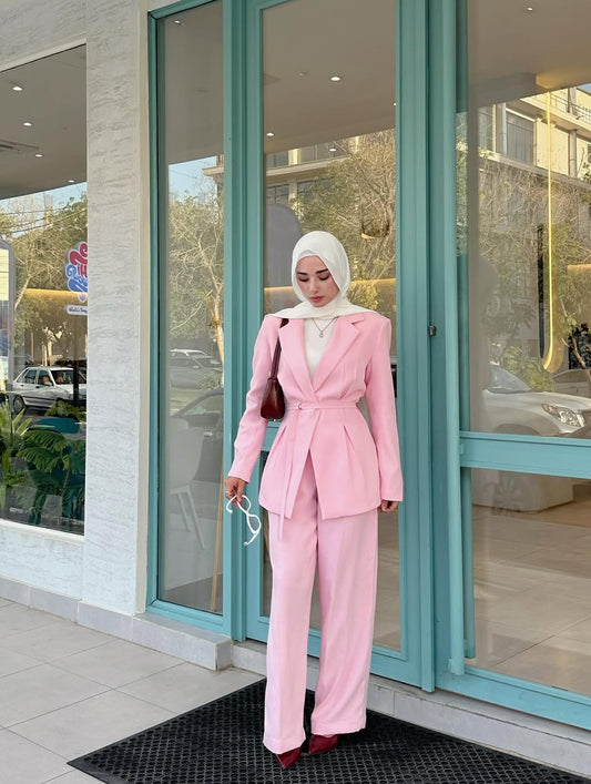 PREMIUM WAIST BELT PINK SUIT