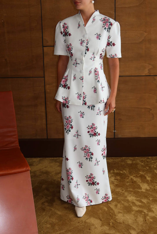 Reveal Pink Floral Patterned Scarf 3-Piece Suit
