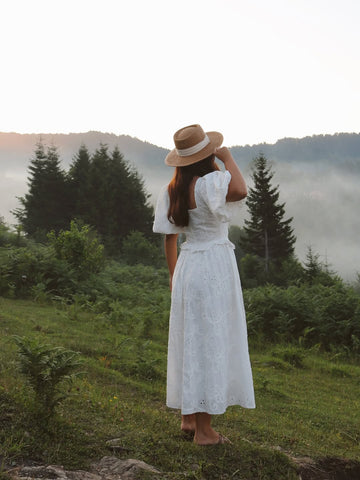 Balloon Sleeve Lace Embroidered DRESS