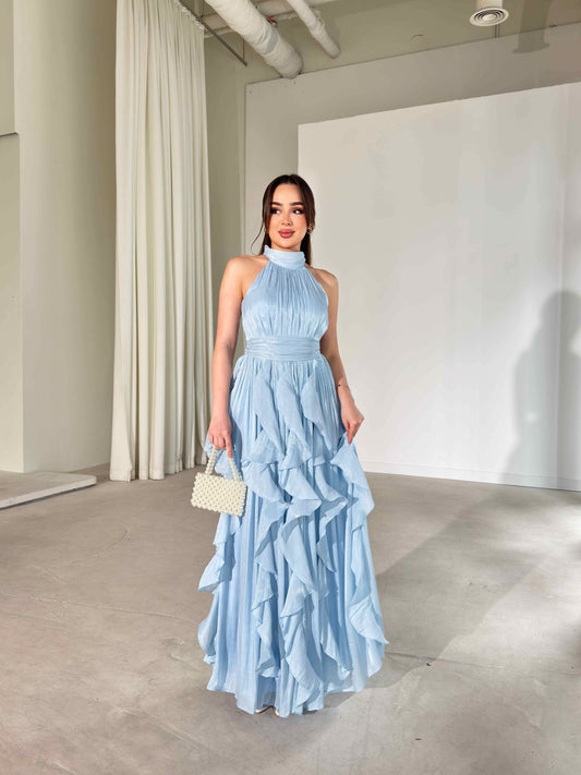 Passion Ruffle Baby Blue Dress