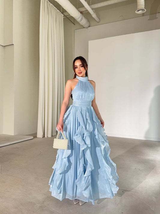 Passion Ruffle Baby Blue Dress