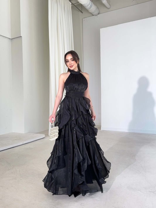 Passion Ruffle Black Dress