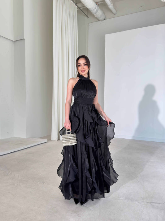 Passion Ruffle Black Dress