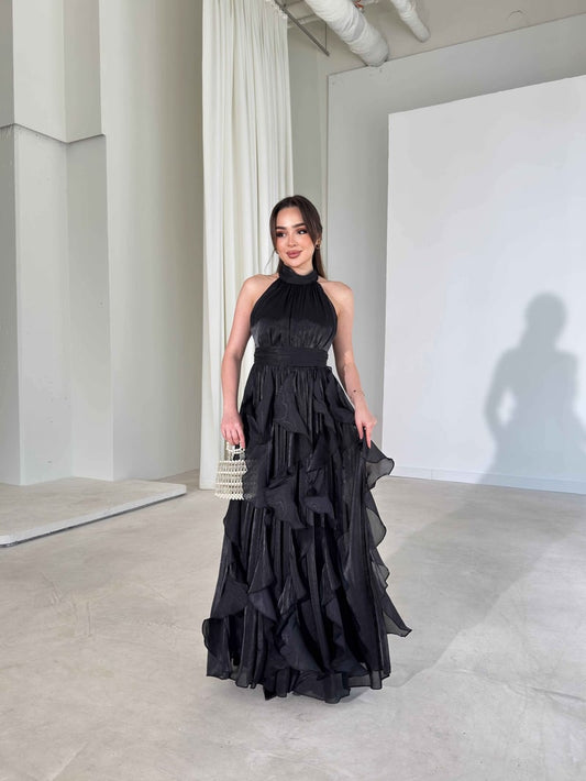 Passion Ruffle Black Dress
