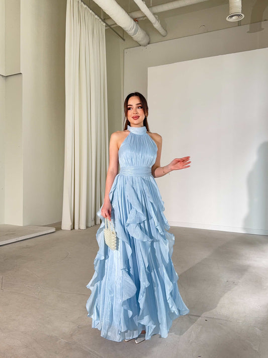 Passion Ruffle Baby Blue Dress