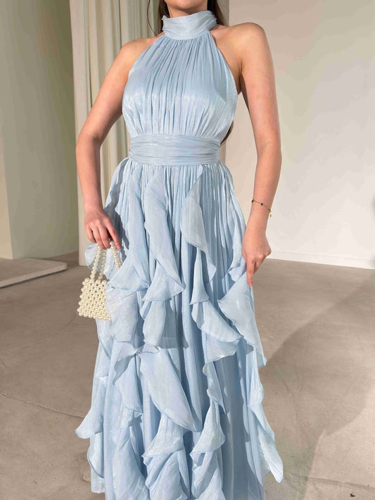 Passion Ruffle Baby Blue Dress