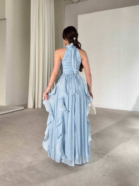 Passion Ruffle Baby Blue Dress
