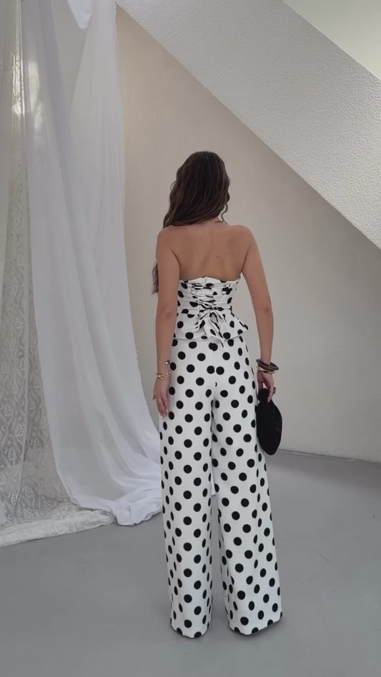 Monroe Polka Dot Wide-Leg Suit