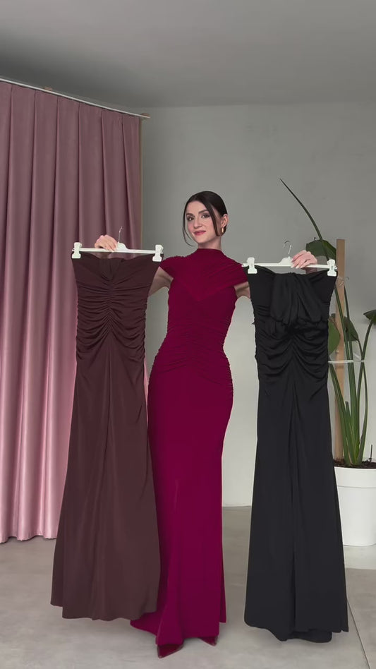 Black Luna Drape Maxi Dress