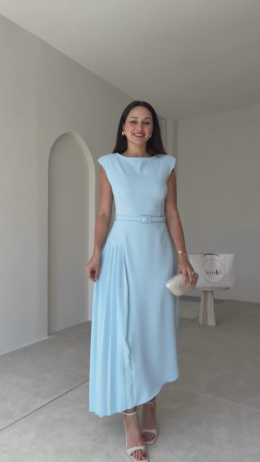 Baby Blue Evelyn Belted Dress