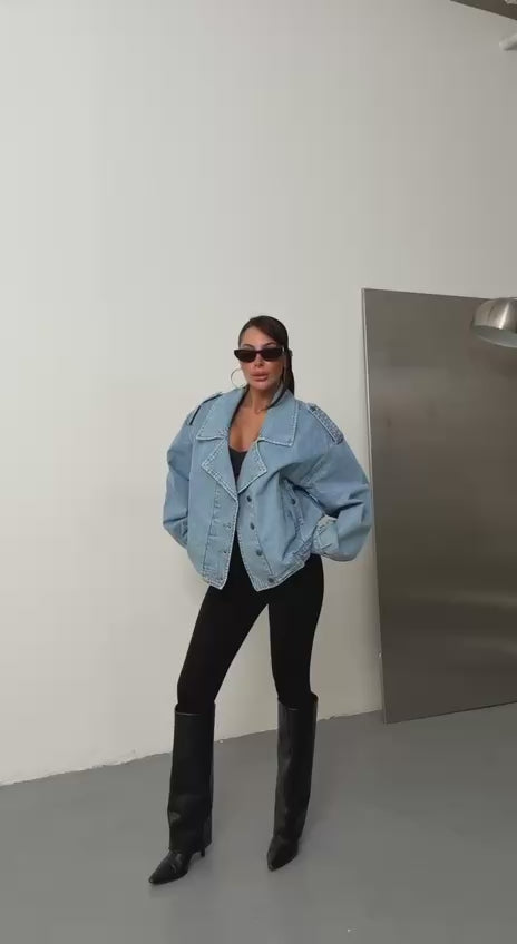 Avery Oversized Denim Trench Jacket