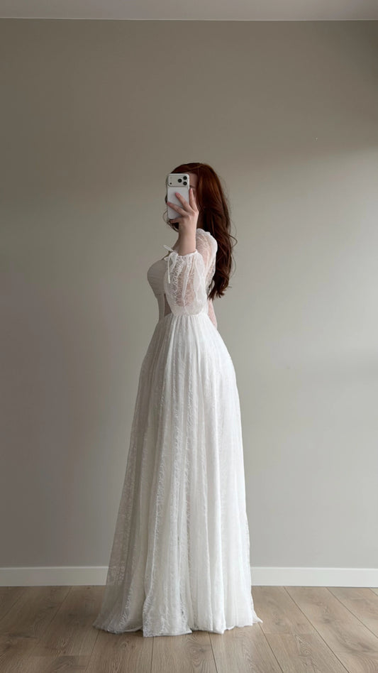Romance White Lace Evening Dress