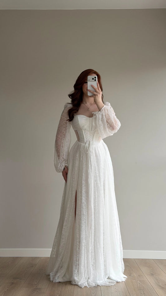 Romance White Lace Evening Dress