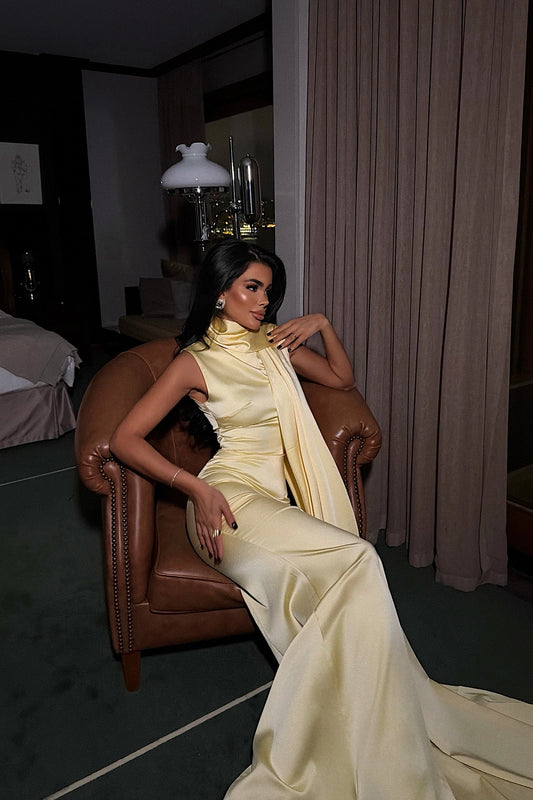 Yellow Messcy Long Scarf Dress