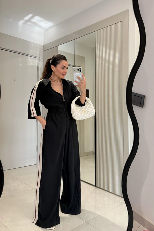 Seoul Black Striped Tencel Jumpsuit