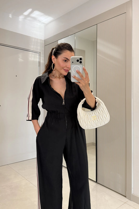 Seoul Black Striped Tencel Jumpsuit
