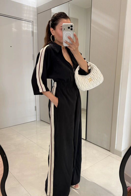 Seoul Black Striped Tencel Jumpsuit