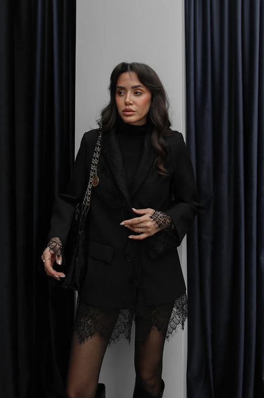 Black with Lace Details Jacket