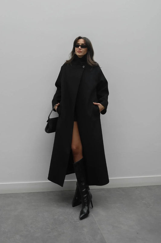 Black Deventer Single Button Detail Coat