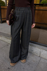 Black Plaid Palazzo Trousers