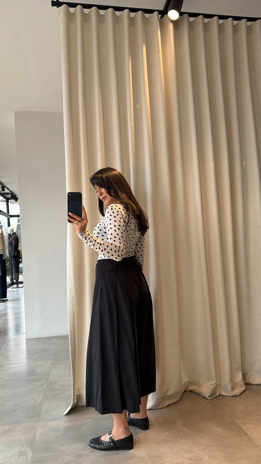 High-Waisted Pleated Culotte Pants