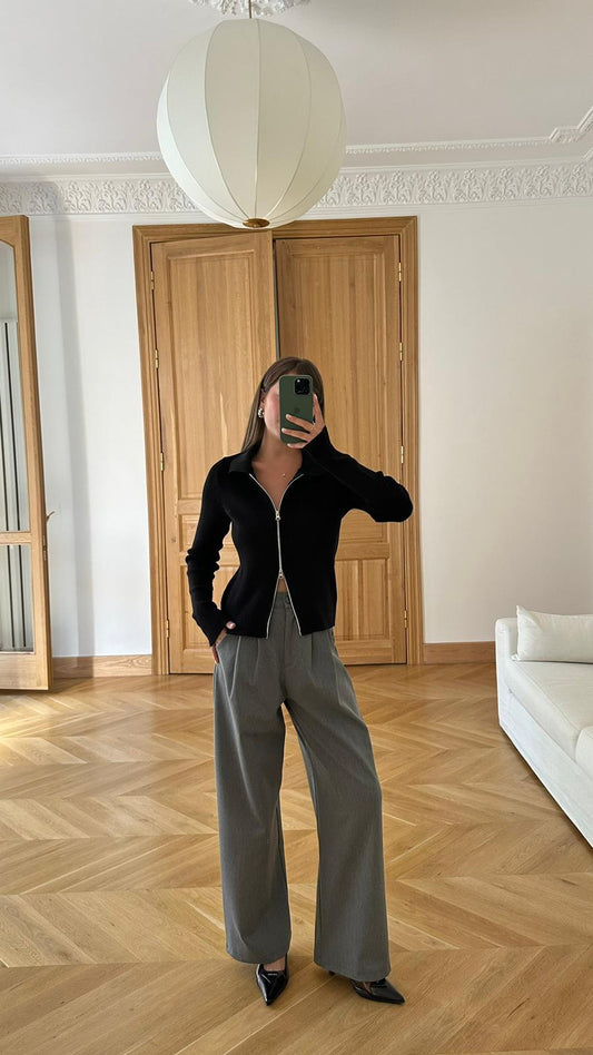 Deep Plum Fitted Long Sleeve Blouse