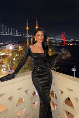 Black Tanith long sparkling dress