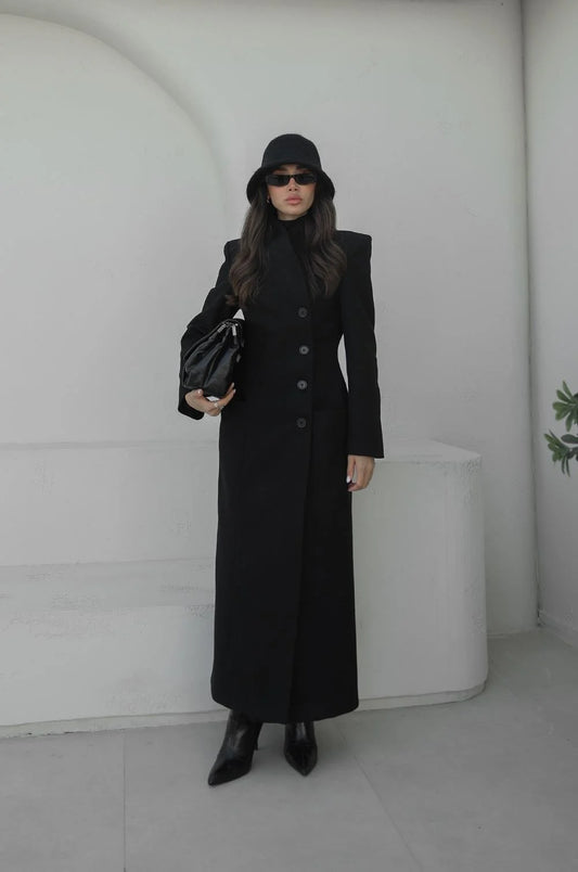 WAIST-FITTED PADDED CASHMERE COAT