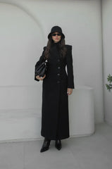 WAIST-FITTED PADDED CASHMERE COAT