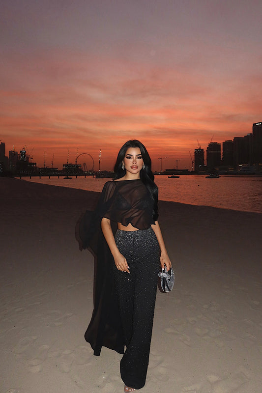 Black Shynix Embellished Trousers