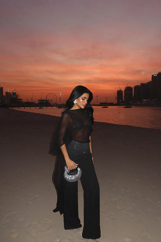 Black Shynix Embellished Trousers