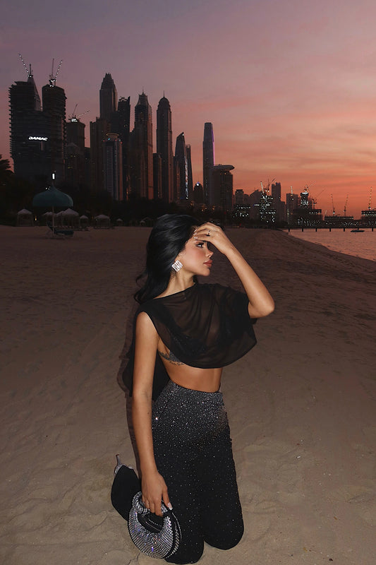 Black Shynix Embellished Trousers