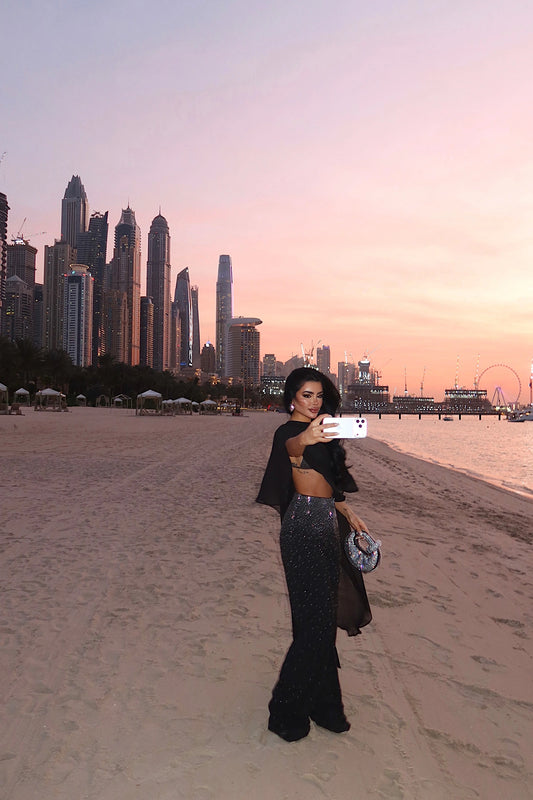 Black Shynix Embellished Trousers