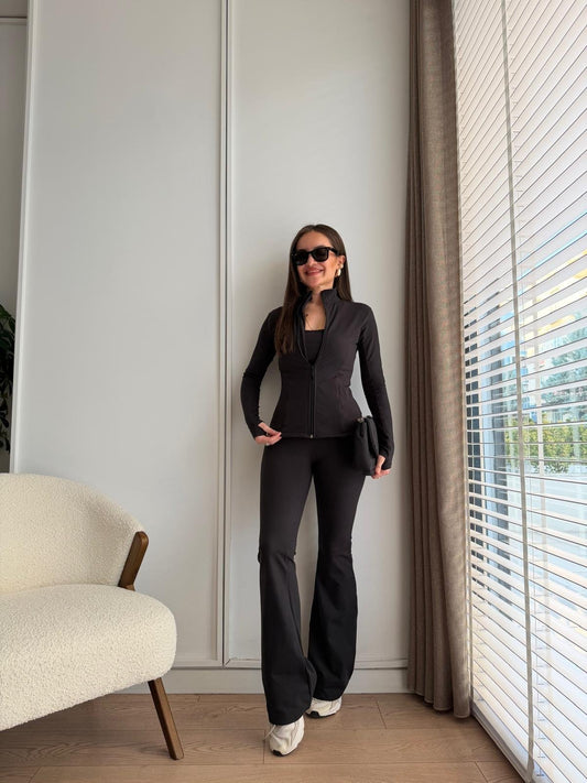 Black Cotton Three-Piece Suit