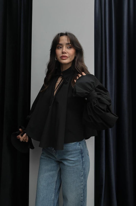 With Collar Tie Detail Shirt