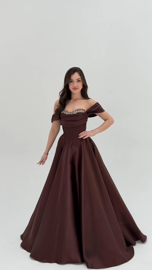 Soft Glam Brown Evening Dress