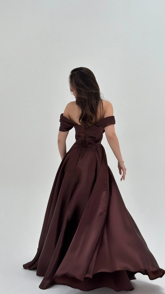 Soft Glam Brown Evening Dress
